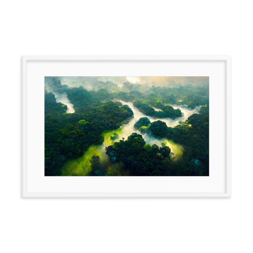 Amazon Forest Green River - Framed Galant Art