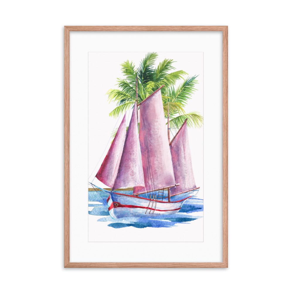 Boat At A Tropical Beach Tree Galant Art