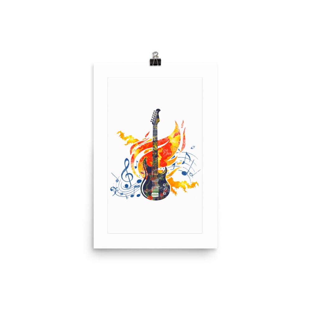 Burning On Fire Rock Guitar Print Galant Art