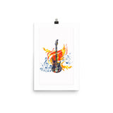 Burning On Fire Rock Guitar Print Galant Art