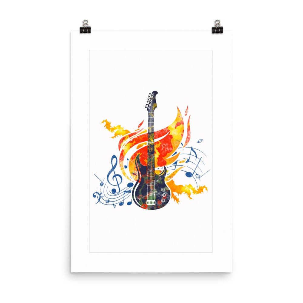 Burning On Fire Rock Guitar Print Galant Art