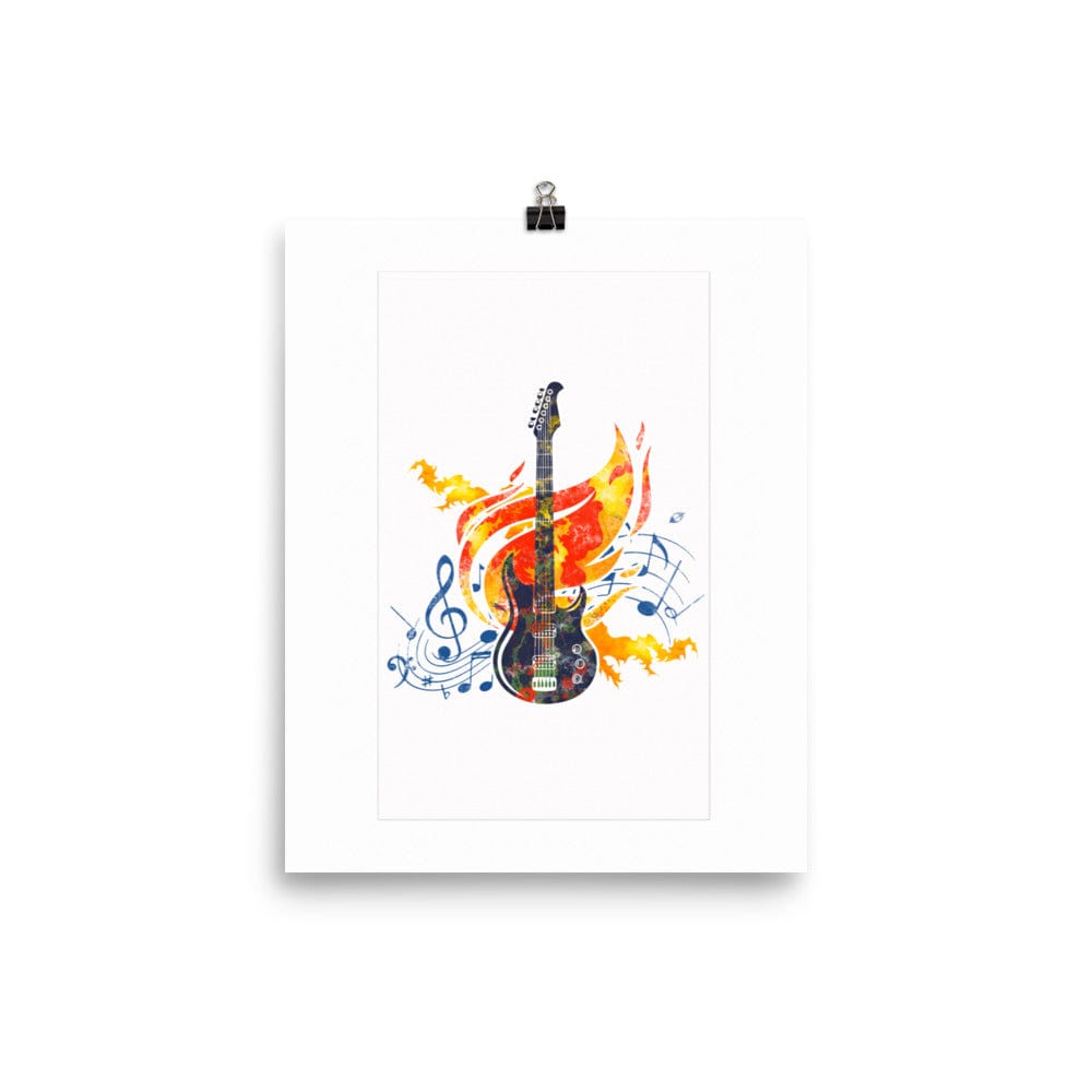 Burning On Fire Rock Guitar Print Galant Art