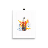 Burning On Fire Rock Guitar Print Galant Art