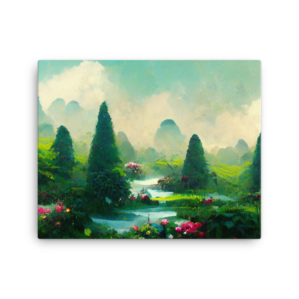 Green Tea Garden River Canvas Galant Art