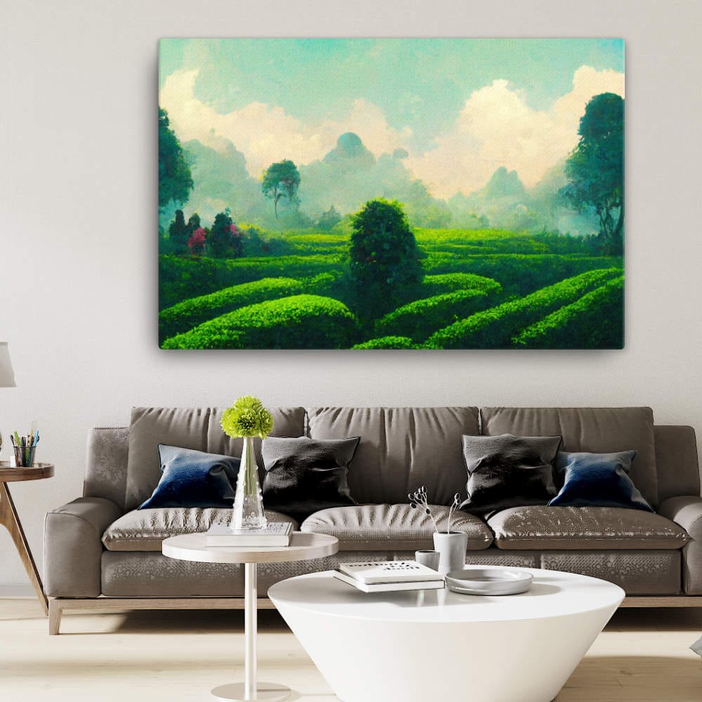 Green Tea Garden Rows Canvas Galant Art