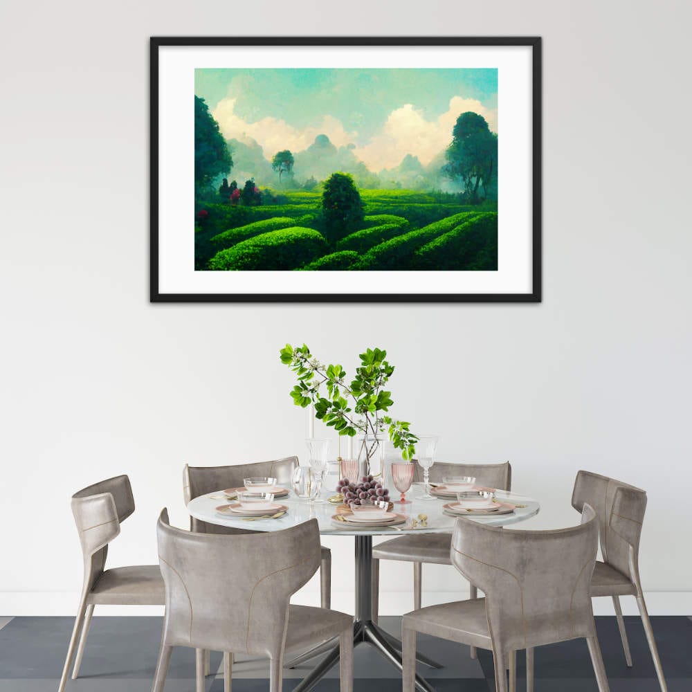 Green Tea Garden Rows Framed Galant Art
