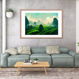 Green Tea Garden Rows Framed Galant Art