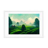 Green Tea Garden Rows Framed Galant Art
