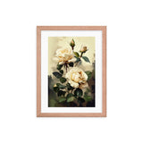 Vintage Beige Roses Oil Painting paper Framed Print Galant Art