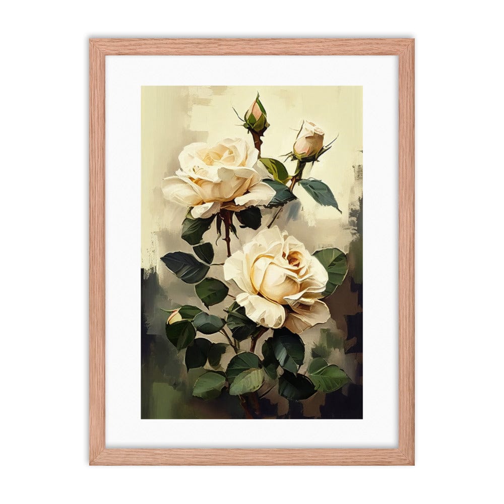 Vintage Beige Roses Oil Painting paper Framed Print Galant Art