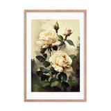 Vintage Beige Roses Oil Painting paper Framed Print Galant Art