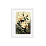 Vintage Beige Roses Oil Painting paper Framed Print Galant Art