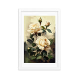 Vintage Beige Roses Oil Painting paper Framed Print Galant Art