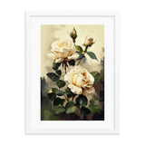 Vintage Beige Roses Oil Painting paper Framed Print Galant Art