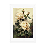 Vintage Beige Roses Oil Painting paper Framed Print Galant Art