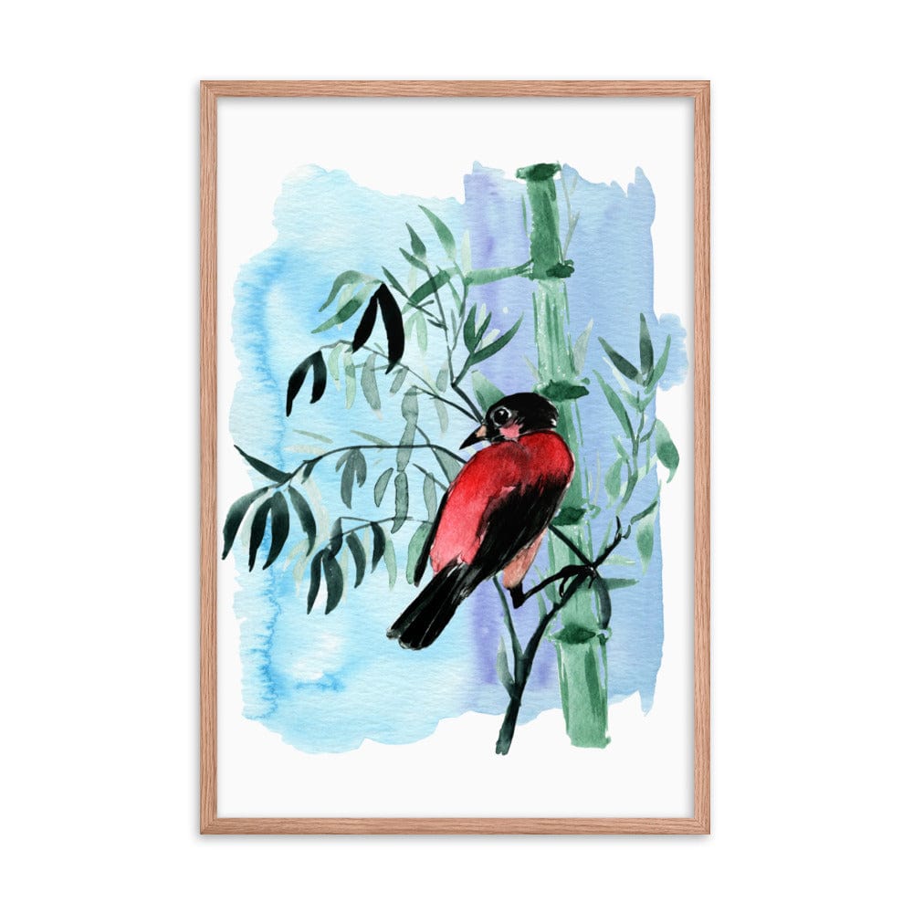 Watercolor Plants Red Bird Galant Art