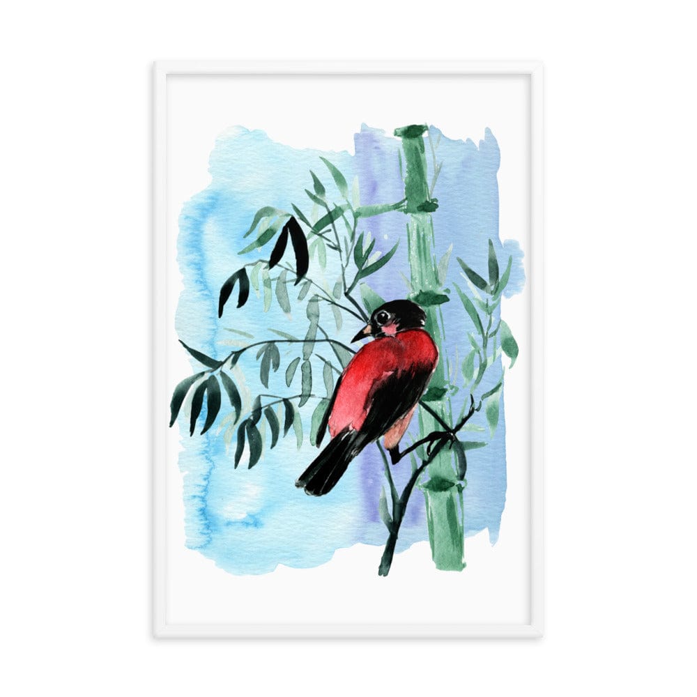 Watercolor Plants Red Bird Galant Art
