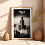 Poland/Warsaw,  Monochrome Travel Poster