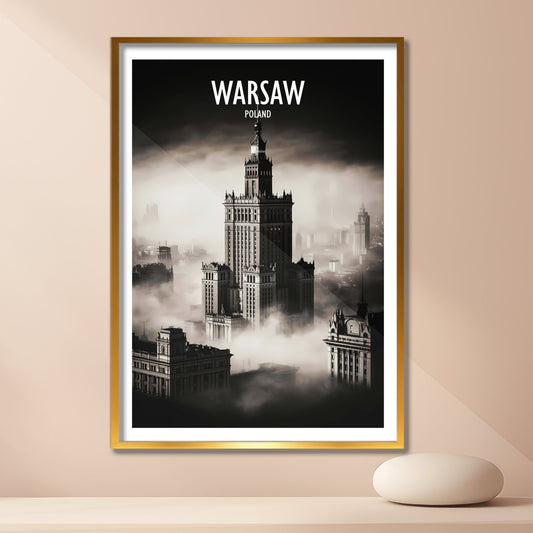 Poland/Warsaw,  Monochrome Travel Poster