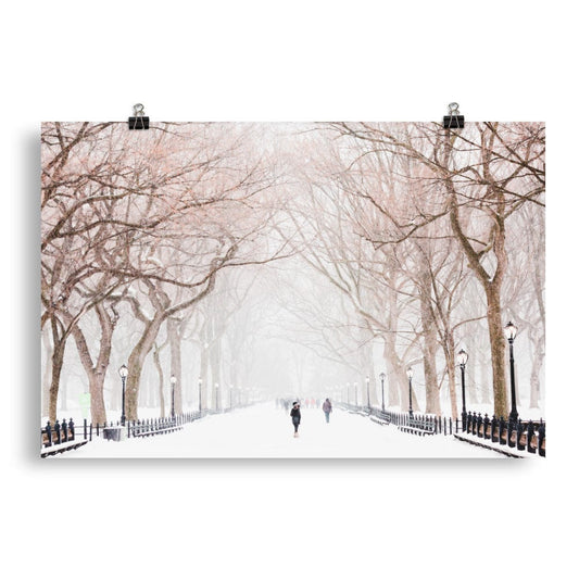 A Snowing Winter Day At Central Park Print Galant Art