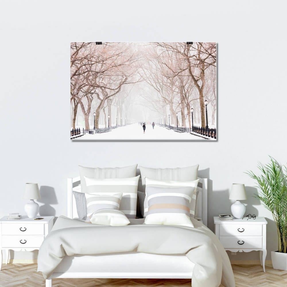 A Snowing Winter Day At Central Park Print Galant Art