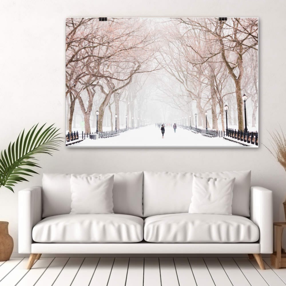 A Snowing Winter Day At Central Park Print Galant Art