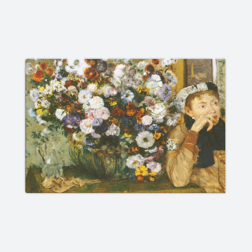 A Woman Seated beside a Vase of Flowers Galant Art