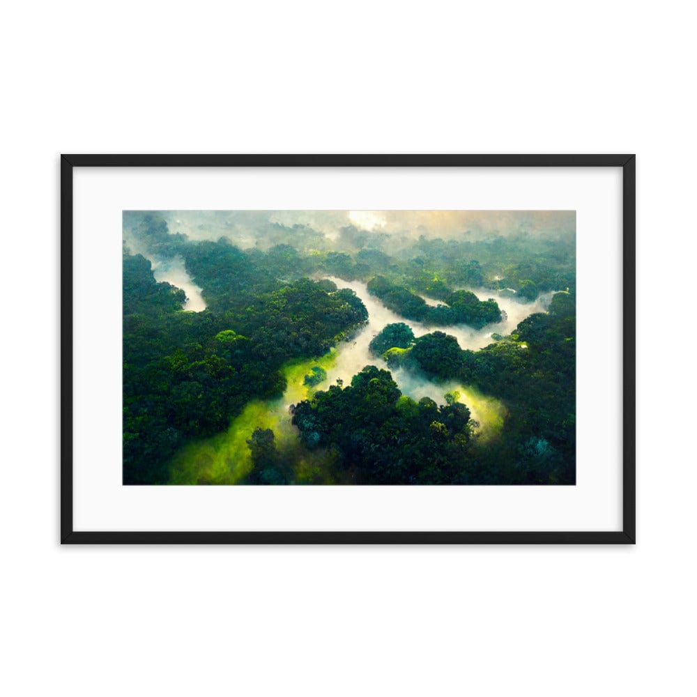 Amazon Forest Green River - Framed Galant Art