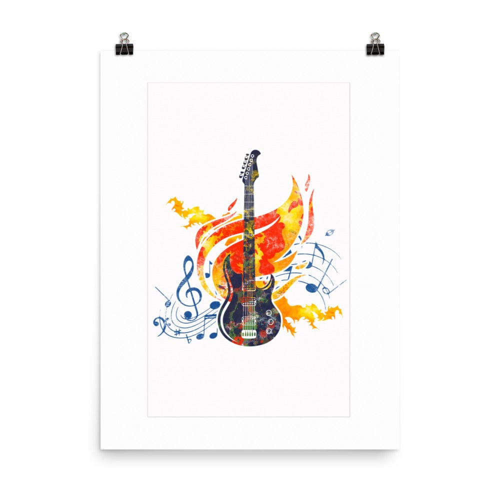 Burning On Fire Rock Guitar Print Galant Art