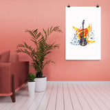 Burning On Fire Rock Guitar Print Galant Art