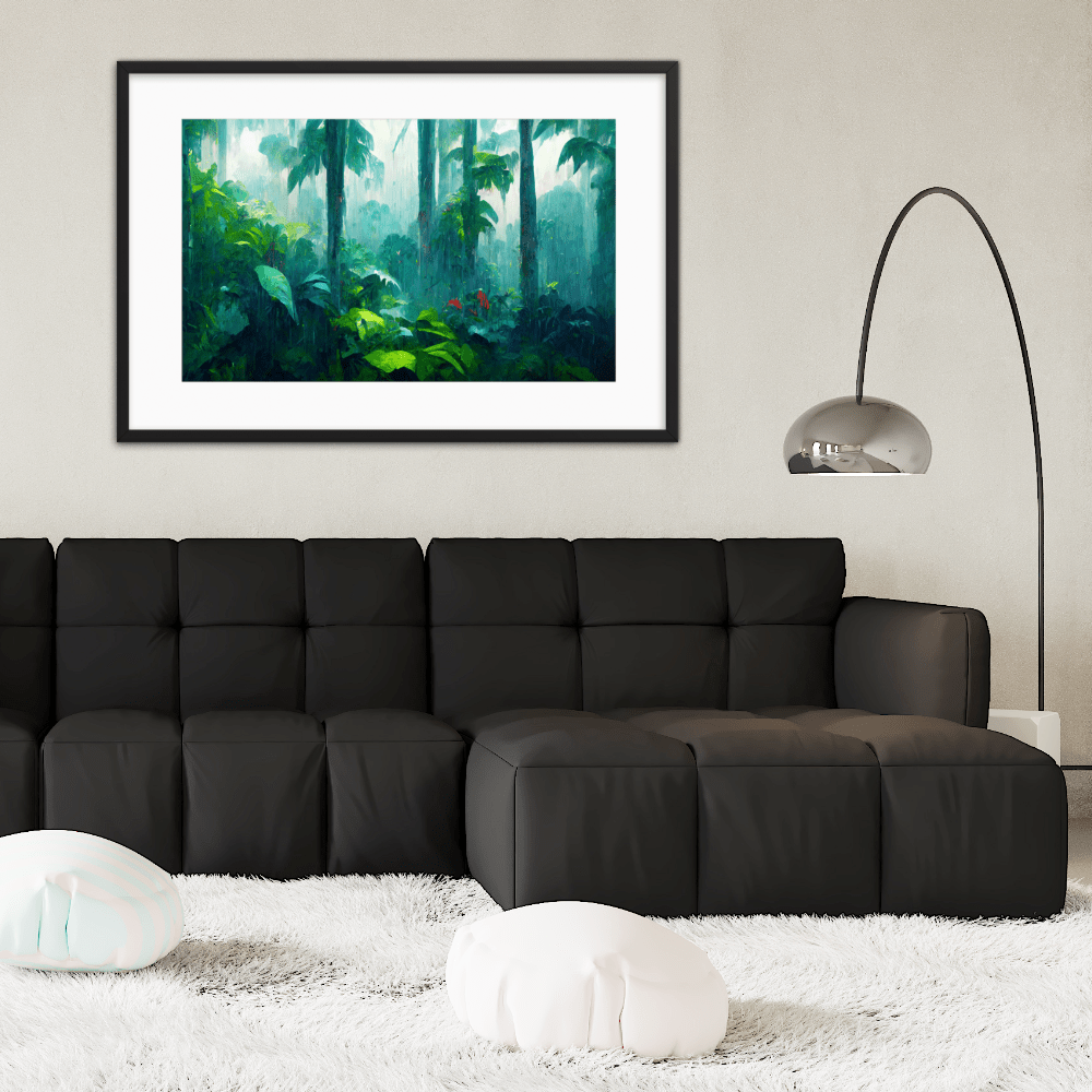 Dense forest Rain Framed Galant Art