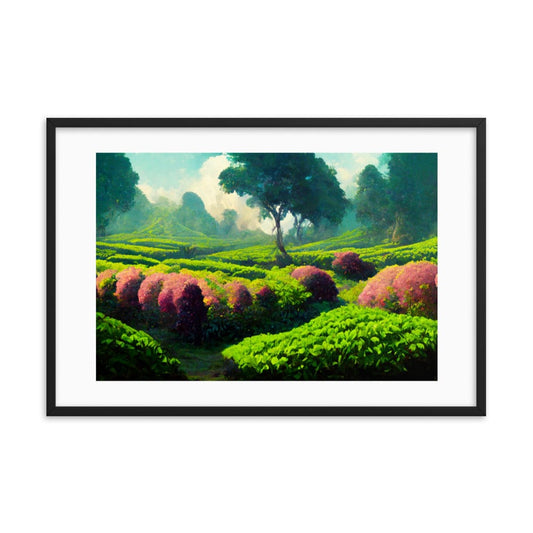 Flowery Green Tea Garden Framed Galant Art