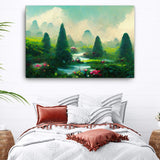 Green Tea Garden River Canvas Galant Art