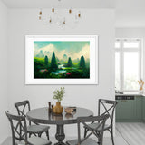 Green Tea Garden River Framed Galant Art