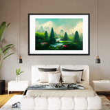 Green Tea Garden River Framed Galant Art