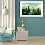 Green Tea Garden River Framed Galant Art