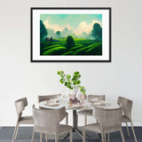 Green Tea Garden Rows Framed Galant Art