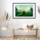 Green Tea Garden Rows Framed Galant Art