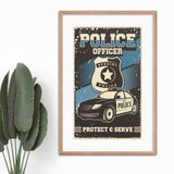 Retro Poster Of Police Car Galant Art