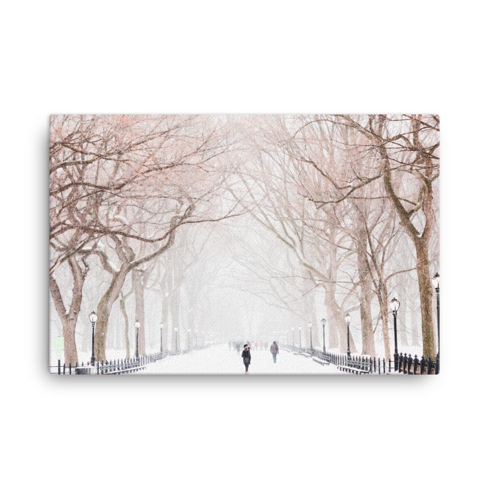 Snowing Winter Wall Art At Central Park Canvas Galant Art