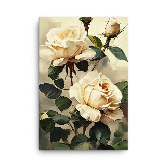 Vintage Beige Roses Oil Painting Canvas Galant Art