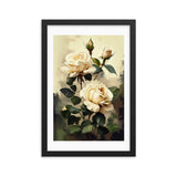 Vintage Beige Roses Oil Painting paper Framed Print Galant Art