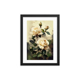 Vintage Beige Roses Oil Painting paper Framed Print Galant Art