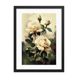 Vintage Beige Roses Oil Painting paper Framed Print Galant Art