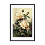 Vintage Beige Roses Oil Painting paper Framed Print Galant Art