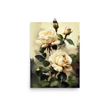 Vintage Beige Roses Oil Painting paper print Galant Art