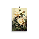 Vintage Beige Roses Oil Painting paper print Galant Art