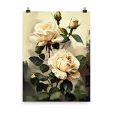 Vintage Beige Roses Oil Painting paper print Galant Art