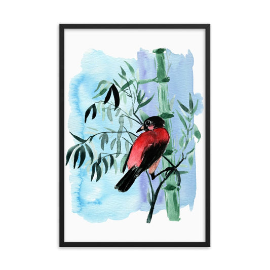 Watercolor Plants Red Bird Galant Art